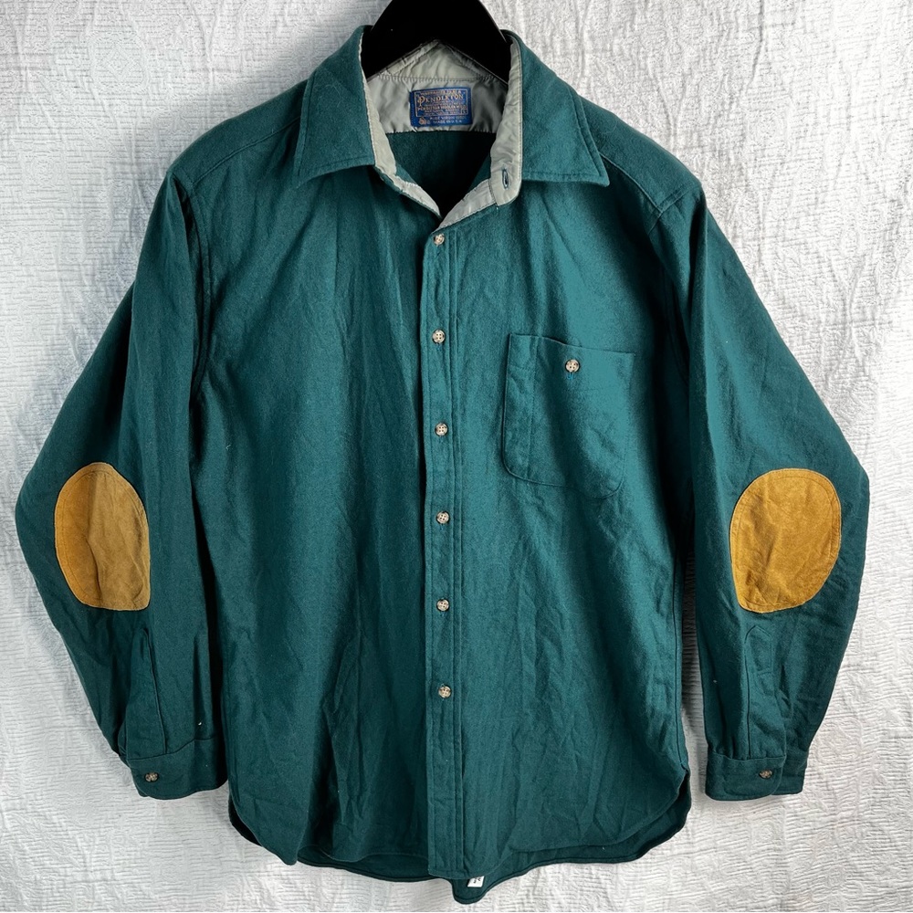 Pendleton Vintage Trail Shirt Mens Large 100 Virgin Wool USA Made Elbow Patches